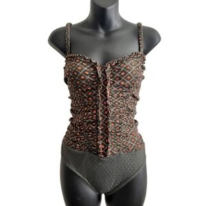 FREE PEOPLE Green & Orange Bodysuit